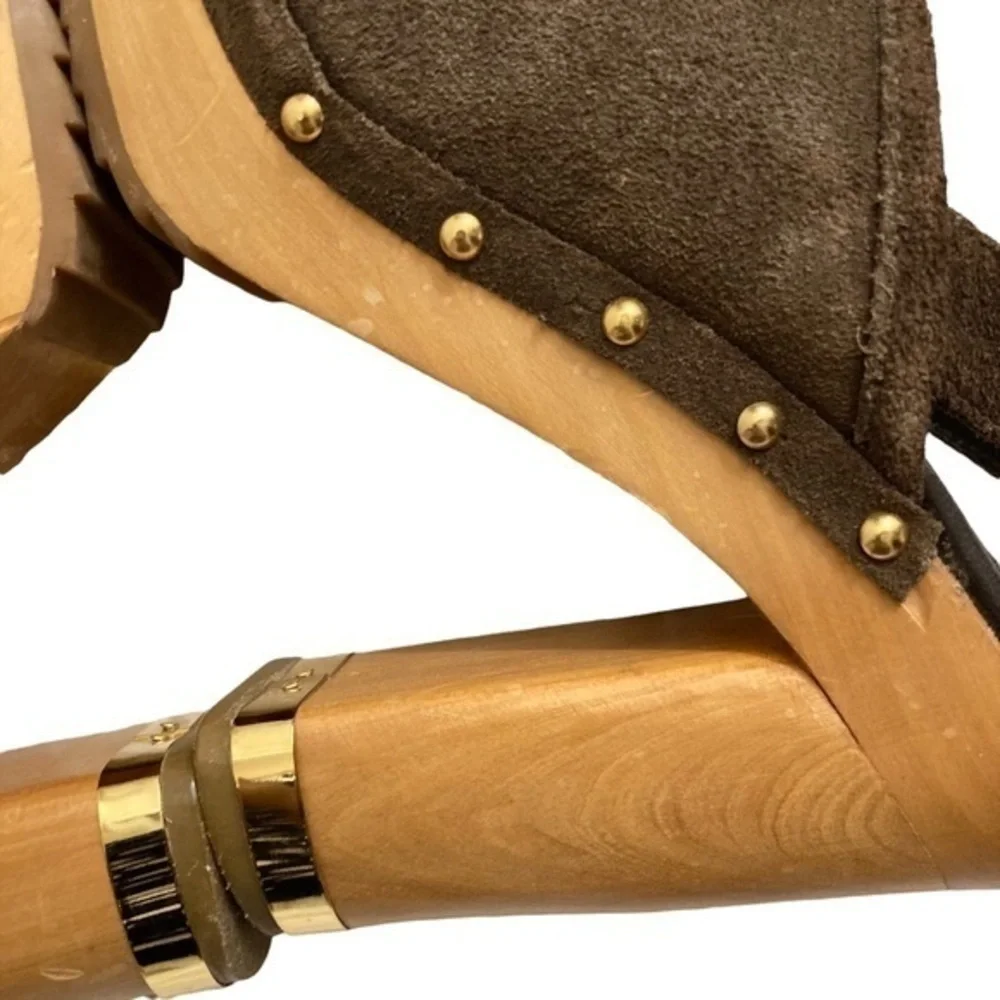 Tory Burch brown suede leather mules heels